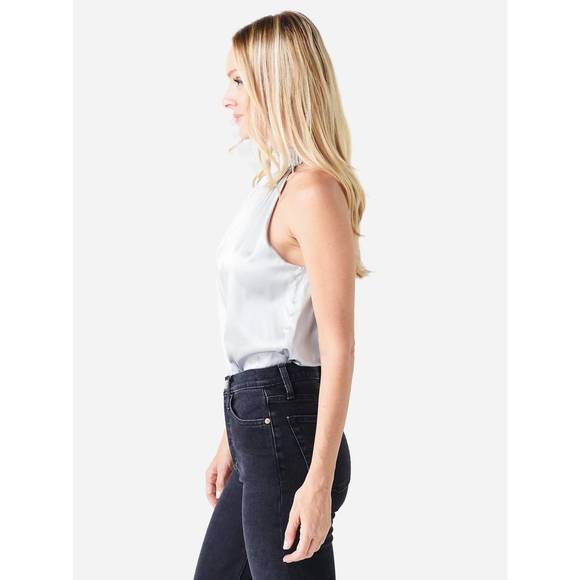 NEW FRAME shirred halter top in silver - Picture 2 of 3